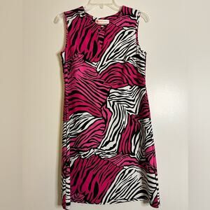 Jude Connally Knit Sleeveless Pink Black White Pattern Dress